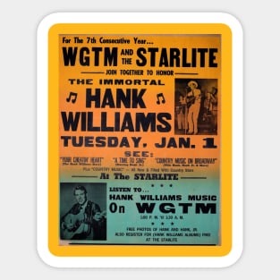 WGTM Hank Williams Day Sticker